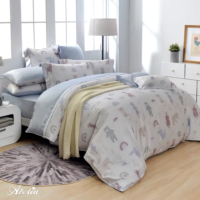 【Great Living 格蕾寢飾】Abelia 100%天絲木漿兩用被床包四件組-雙人150x186cm(600織 多款)