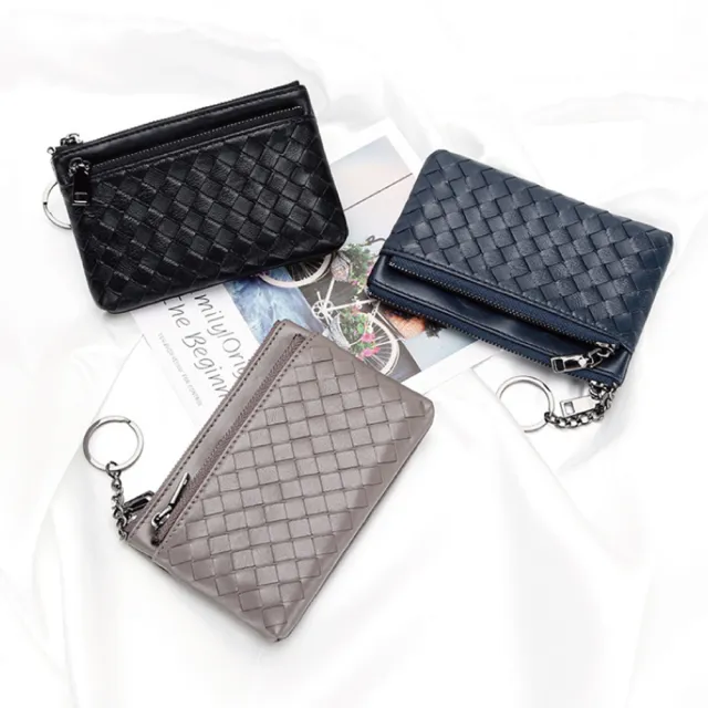 【玩皮工坊】雙11 羊皮手工編織 KN128 女士雙層零錢包(真皮包包 三色可選)