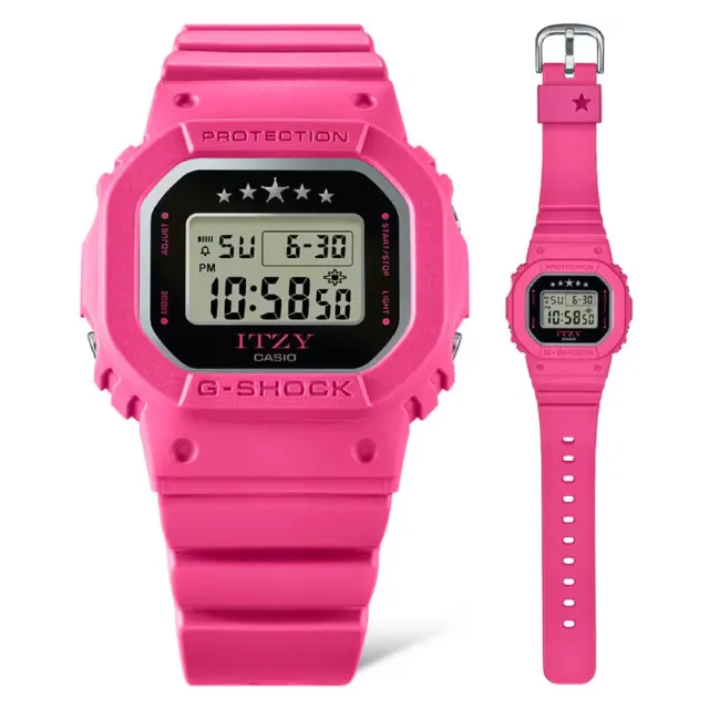 【CASIO 卡西歐】ITZY LIA配戴聯名熱門款時尚腕錶 桃紅 40.5mm(GMD-S5610IT-4A)