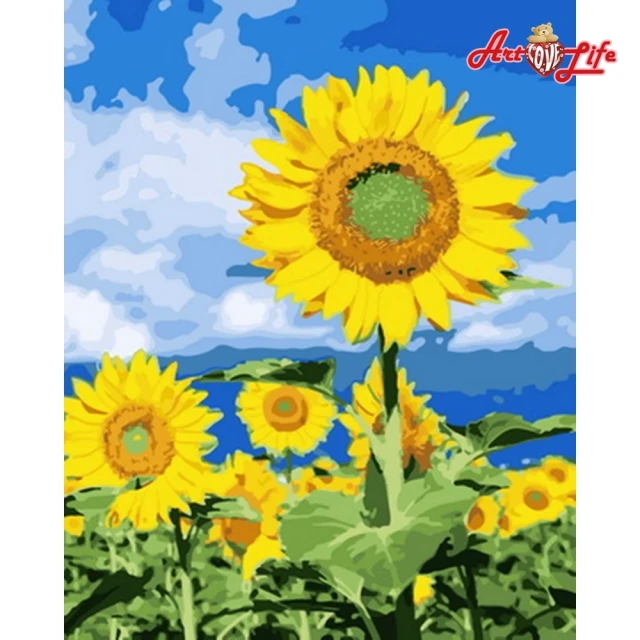 【ArtLife 藝術生活】DT042陽光向日葵40*50CM(數字油畫 DIY DIY數字油畫 交換禮物 畫畫玩具)