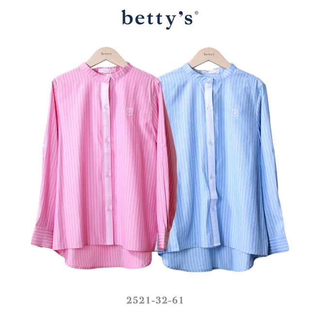 betty’s 貝蒂思 撞色直條紋刺繡圓領襯衫(共二色)