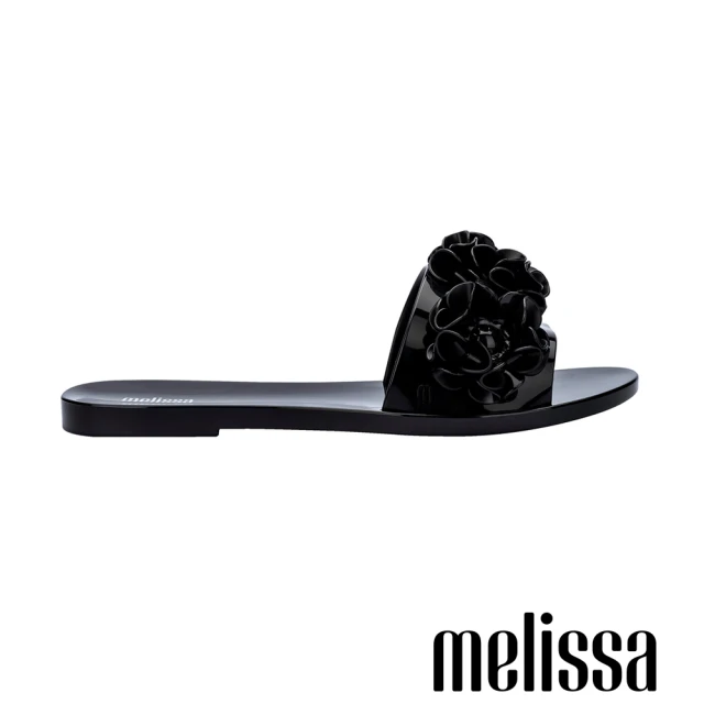 Melissa 寬帶繡球內夾腳拖鞋(黑色)