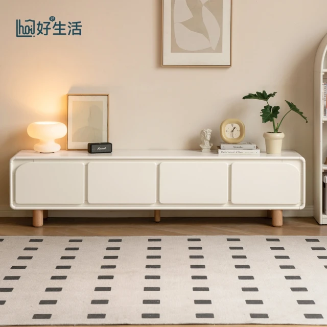 hoi! 好好生活 預購★源氏木語雪糕奶油風橡木實木四抽電視