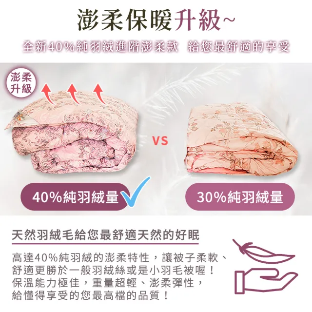 【凱蕾絲帝】台灣製造 寒流首選雙人6*7尺-100%純天然保暖3D立體羽絨被-40純羽絨(雙面花戀)