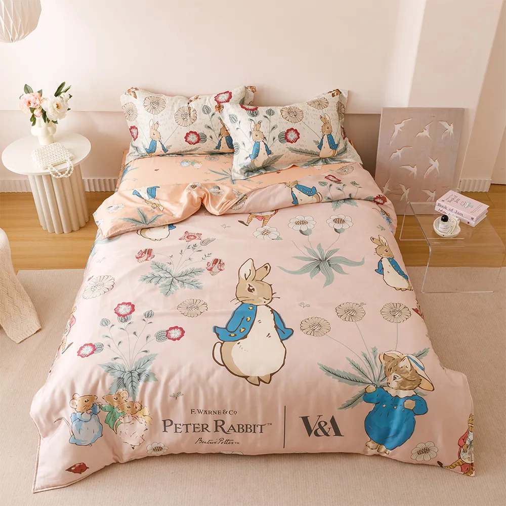 【PETER RABBIT 比得兔】比得兔與V&A博物館 單人60支天絲兩用被床包組-任選(正版授權/天絲/兩用被/床包)