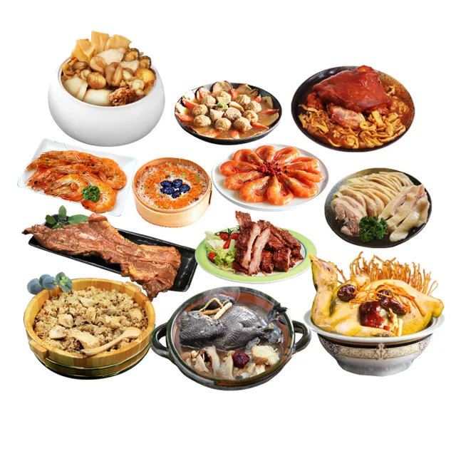 【優鮮配】明星商品年菜必Buy組(佛跳牆/豬肋排/蹄膀/叉燒肉/獅子頭/醉雞/熟白蝦/米糕/醉蝦/雞湯)