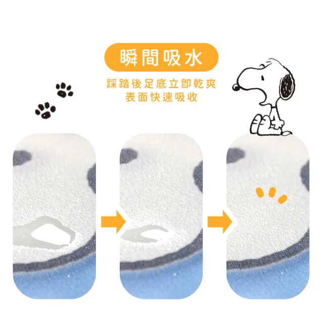 【SNOOPY 史努比】史努比Snoopy視覺3D吸水地墊_享飛-單條含運(科技皮革紋 吸水速乾易清洗)