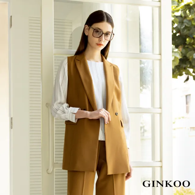 【GINKOO 俊克】劍領長版西裝背心外套
