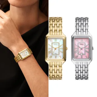 【FOSSIL】Raquel系列 白金雲彩羅馬數字女錶 不鏽鋼錶帶 指針手錶 26MM (2色可選)