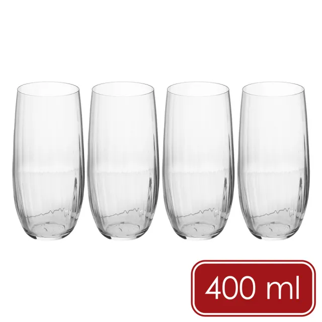 【MIKASA】美國 Treviso水晶玻璃高球杯4入 斜紋400ml / 調酒杯 雞尾酒杯 司令杯 可林杯 長飲杯