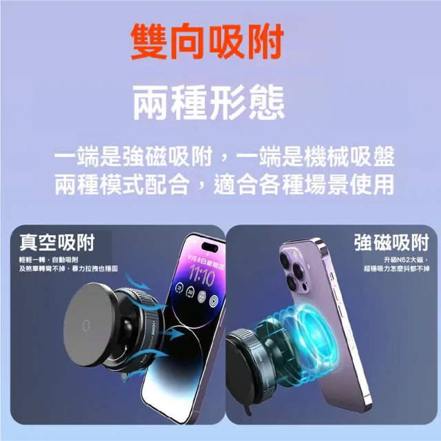 【South Life】免充電車用真空吸盤支架(磁吸手機架 真空 magsafe支架 旋轉真空 無痕支架 360度 導航支架)