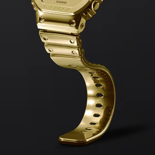 【CASIO 卡西歐】G-SHOCK 金屬光澤 金屬錶殼 經典方型 金 GM-5600YMG-9_43.2mm