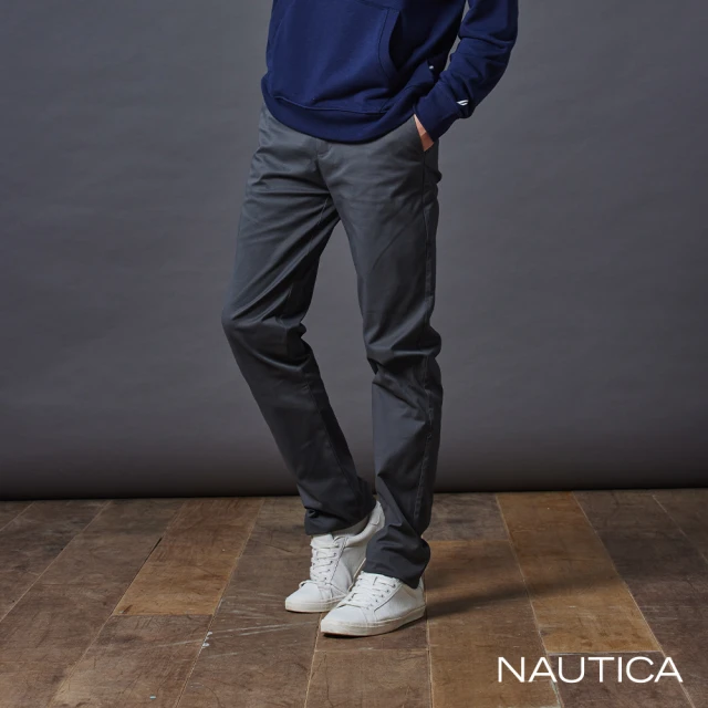 NAUTICA 官方旗艦 男裝 休閒柔棉彈性長褲(灰色)