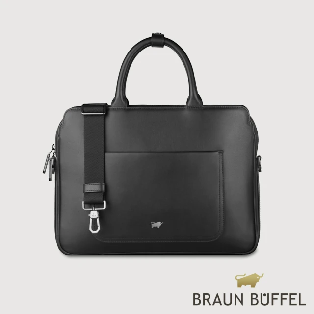 BRAUN BUFFEL 德國小金牛 台灣總代理 斯杜迪歐 公事包-黑色(BF566-65-BK)