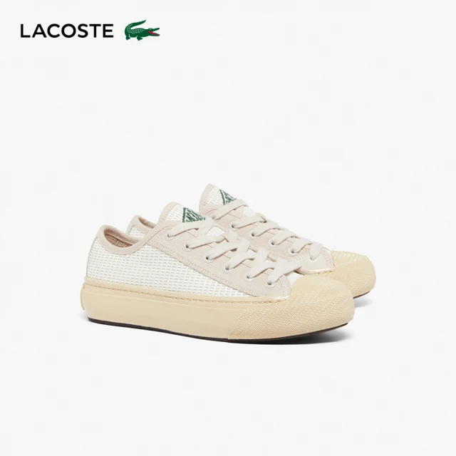 LACOSTE BACKCOURT 帆布鞋 透氣網布 女鞋 休閒鞋 奶油色(49CFA0014_Y05)