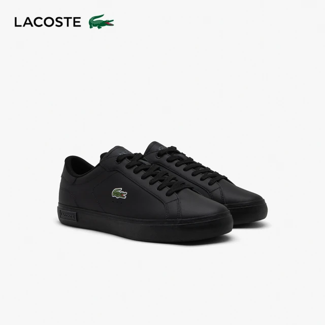 LACOSTE POWERCOURT 男鞋 休閒鞋 刺繡logo 運動鞋 黑色(49SMA0081_02H)