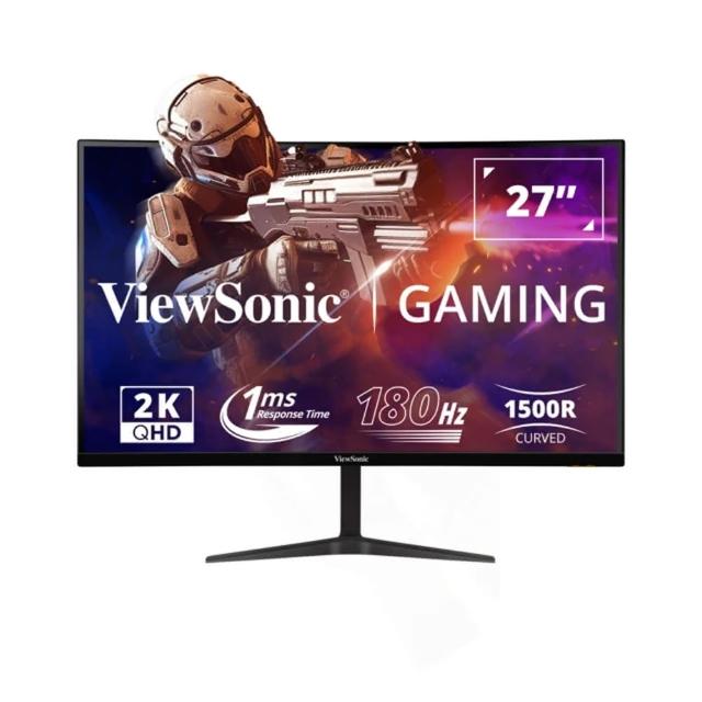 【ViewSonic 優派】(2入組)VX2718-2KPC-mhd 27型 VA 2K 180Hz 曲面電競螢幕(1500R/內建喇叭//FreeSync/1ms