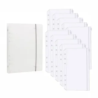 【Airy 輕質系】六孔透明收據帳單A5活頁夾 -附10頁夾鏈袋(外幣收納 / 護照收納 / 存摺收納 / 現金收納)