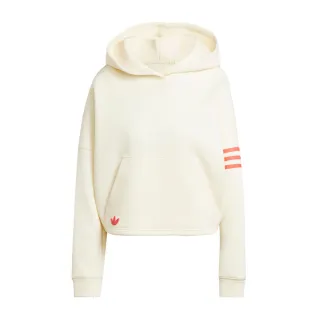 【adidas 愛迪達】Neucl Hoodie 女 連帽上衣 長袖上衣 舒適 穿搭 米 橘(JI8502)