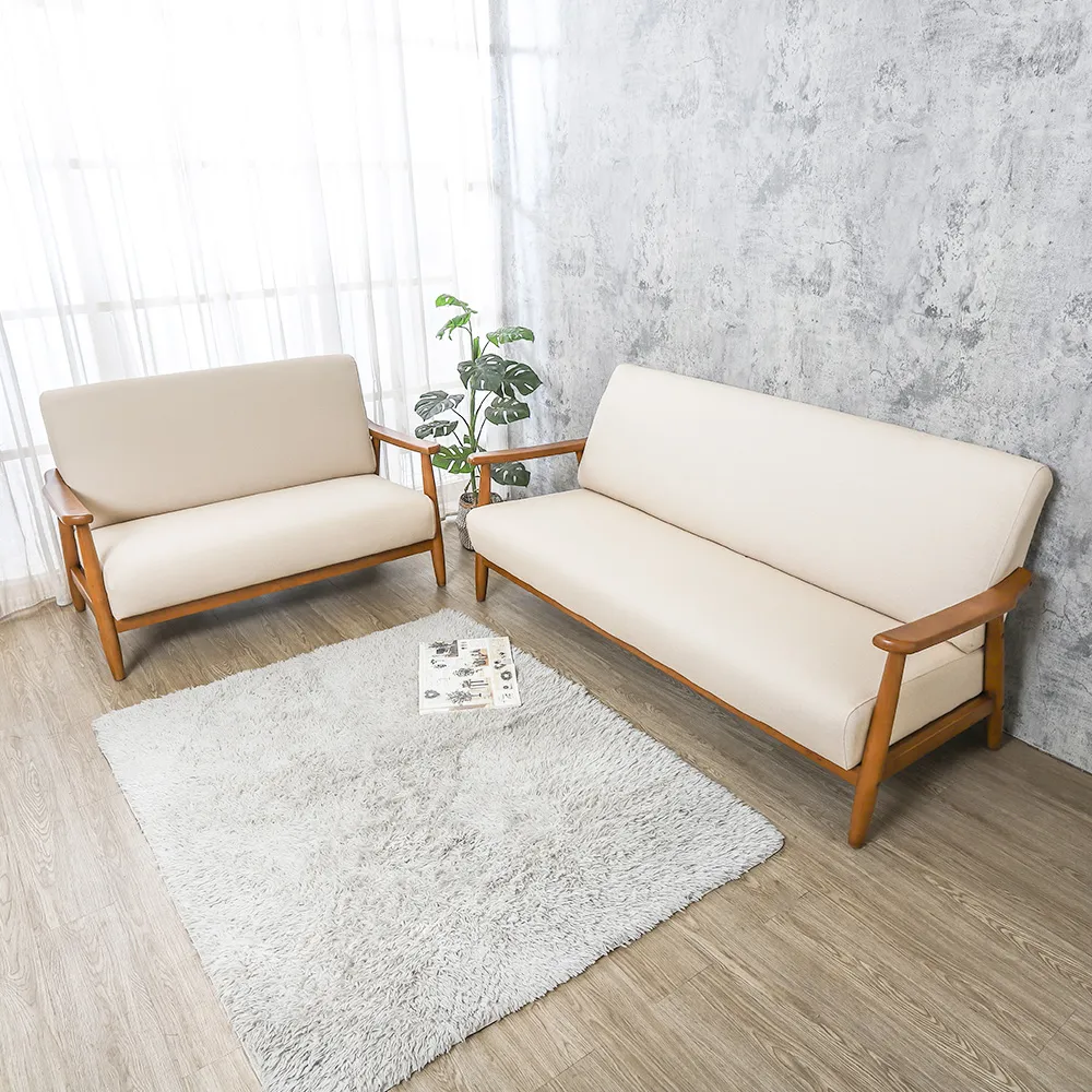 【BODEN】森林家具 艾爾瑪實木貓抓皮沙發椅組合(2人+3人)