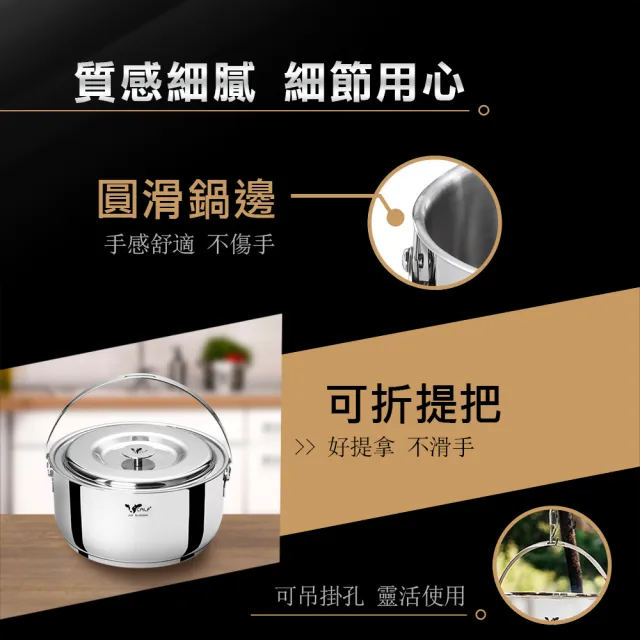 【Buffalo 牛頭牌】新小牛304不鏽鋼加厚底調理鍋20cm/3.0L(IH.電磁爐適用)