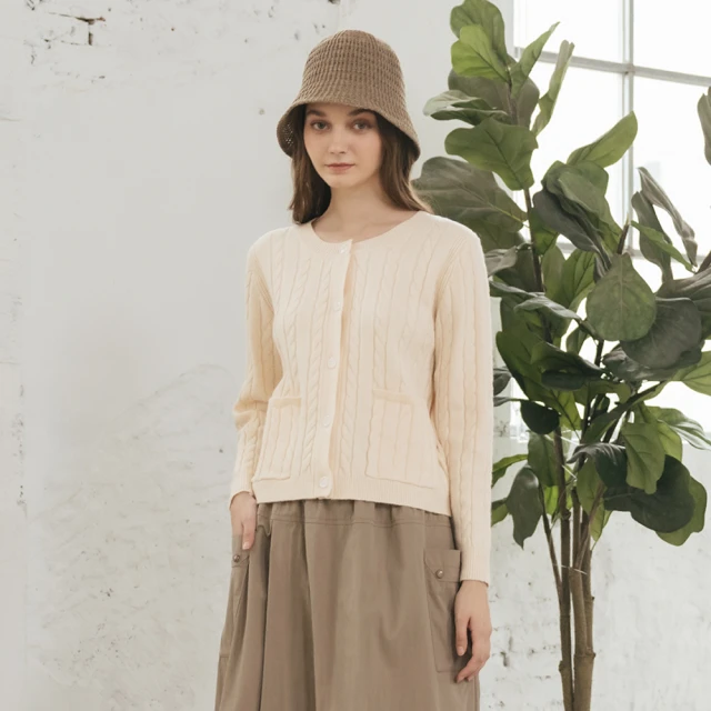D.studio 韓版V領復古麻花針織背心(疊穿毛衣針織上衣
