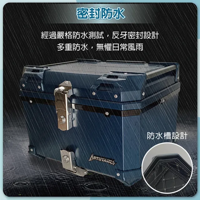 【Astutain】阿斯圖坦 65L 快拆塑合金烤漆車尾箱 機車後箱 機車後備箱 機車置物箱 行李箱(雙鎖快拆/黑)