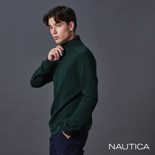 【NAUTICA】官方旗艦 男裝 保暖時尚高領拉鍊長袖上衣(綠色)