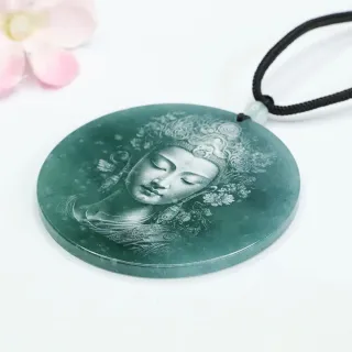 【LEEHER】玉石/護身符/辟邪項鏈/項鍊/項鍊女/觀音玉佩/翡翠觀音/保平安/開運項鏈/觀音吊墜/禮物/送女生/
