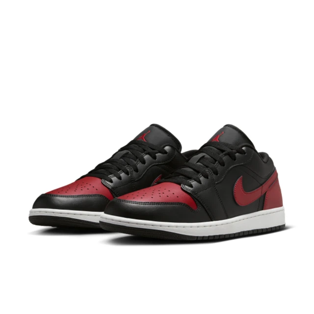 NIKE 耐吉 運動鞋 休閒鞋 男鞋 AIR JORDAN 1 LOW Bred Twist 黑 紅 AJ1 喬丹(553558067)