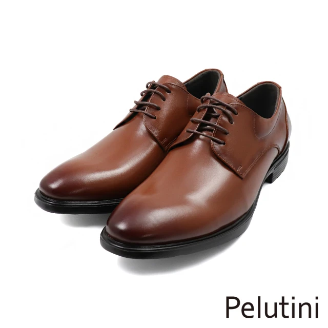 Pelutini 經典質感輕量軟墊綁帶德比鞋 棕色(PO001-BR)