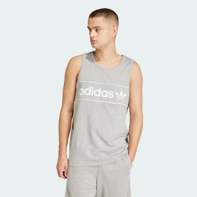 adidas 愛迪達 背心 男款 運動背心 慢跑 亞規 三葉草 NY TANK 灰 IR9342