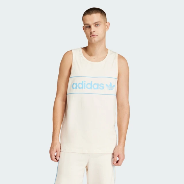 adidas 愛迪達 背心 男款 運動背心 慢跑 亞規 三葉草 NY TANK 米 IU0191