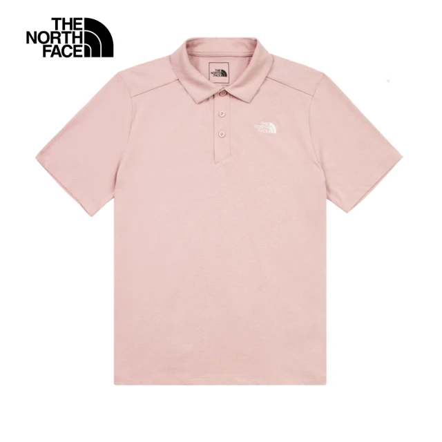 The North Face 北面男女款粉紅色純棉舒適透氣短袖POLO衫｜8EY70SO