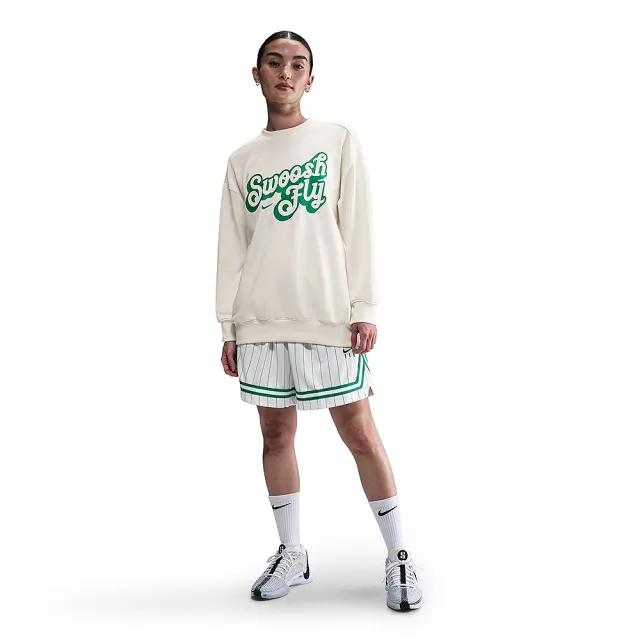【NIKE 耐吉】長袖上衣 女 大學T 寬鬆版型 毛圈布 AS W NK SWSH FLY SSNL FLC TOP 米 FZ5515-133