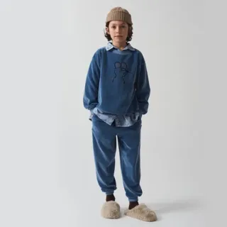 【weekend house kids】經典絨毛舒適休閒褲(藍色)