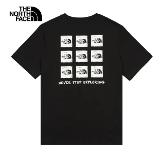 【The North Face 官方旗艦】北面男女款黑色純棉大尺寸印花短袖T恤｜8EY8JK3