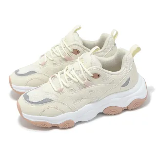 【FILA】休閒鞋 Turbine 女鞋 米白 拼接 緩衝 老爹鞋 斐樂(5J346Y565)