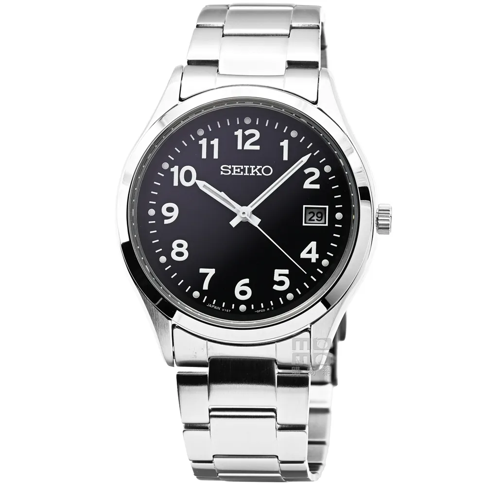 【SEIKO 精工】精工藍寶石太陽能時尚鋼帶男錶-黑面(SBPX155)