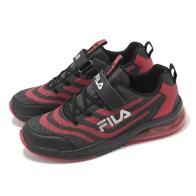 FILA 慢跑鞋 J403Z 大童 中童 黑 紅 魔鬼氈 小