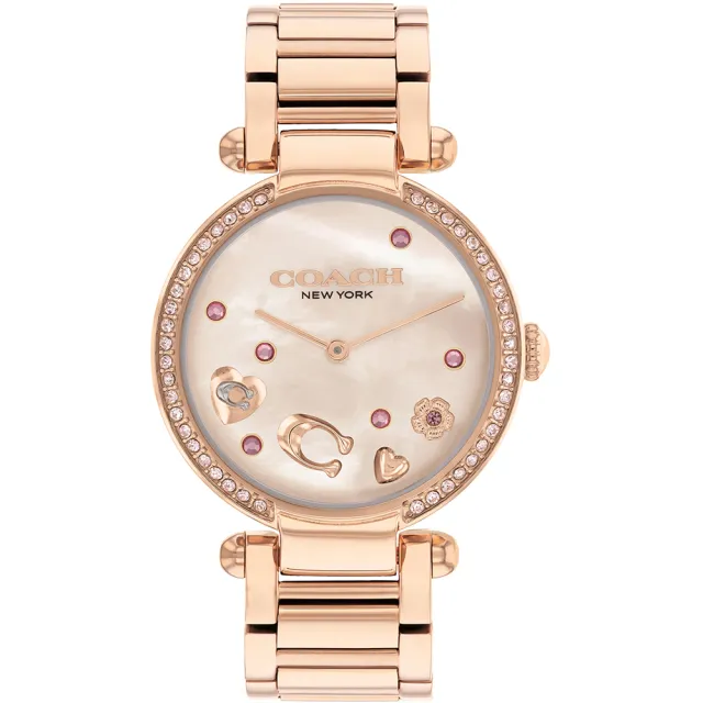 【COACH】官方授權經銷商 動心時刻C字貝面晶鑽石英錶-34mm 雙11 送禮(14504266)