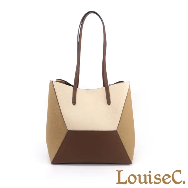【LouiseC.】雙11 Tree House 牛皮 現代幾何拼接配色 托特TOTE肩背真皮包 2色 可拆式內袋設計 CC2263