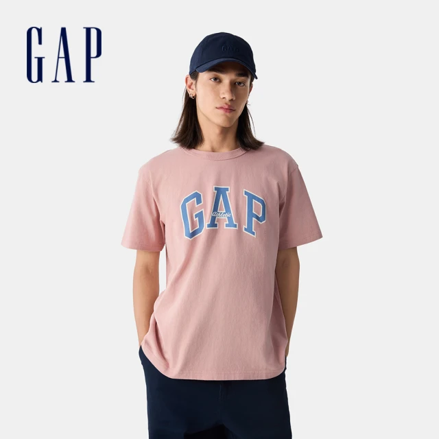 GAP 男裝 Logo印花圓領短袖T恤-粉色(797924)