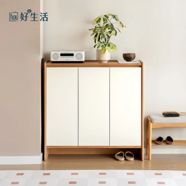 hoi! 好好生活 預購60天★林氏木業北歐簡約拼色四門鞋櫃