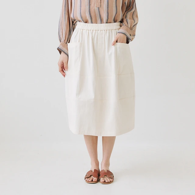 Hush Puppies 女裝 裙子 素色工裝前開岔膝上裙(