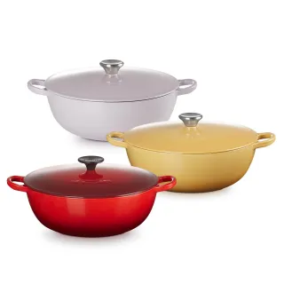 【Le Creuset】琺瑯鑄鐵媽咪鍋26cm(薰衣草/溫桲黃/櫻桃紅 3色選1)