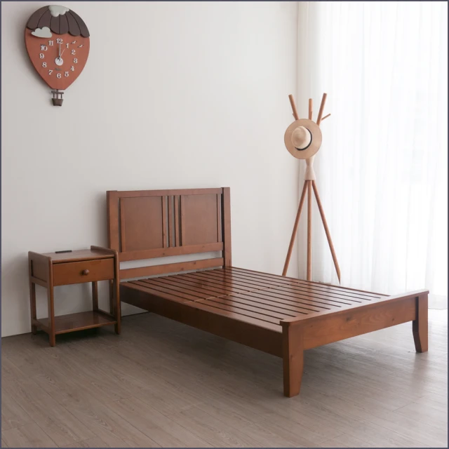 麗得傢居麗得傢居 風華3.5尺實木床架 單人加大床組(可加購抽屜一組二個)