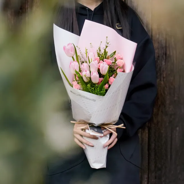【CNFlower 西恩】粉紅泡泡 鬱金香花束(鮮花/驚喜/祝福)