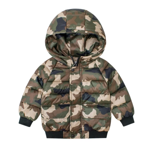 橘魔法橘魔法 男孩迷彩長版連帽外套(拉鍊外套 鋪棉外套 麵包服 厚外套 棉外套 男童 兒童 童裝)