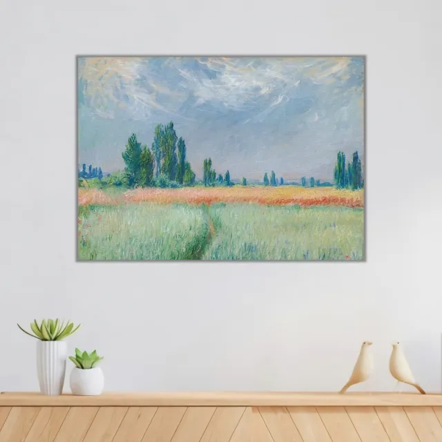 《麥田》莫內Monet.印象派畫家 世界名畫 經典名畫 風景油畫-無框60x80CM